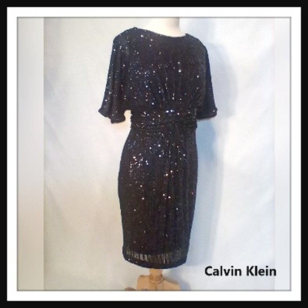 NWT Calvin Klein Black  Hand Beaded Size 8 Beauty
